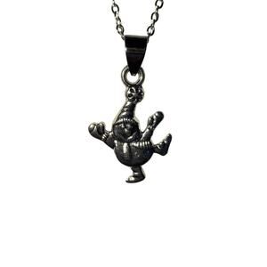 Joyful Silvertone Snowman On Skates Necklace